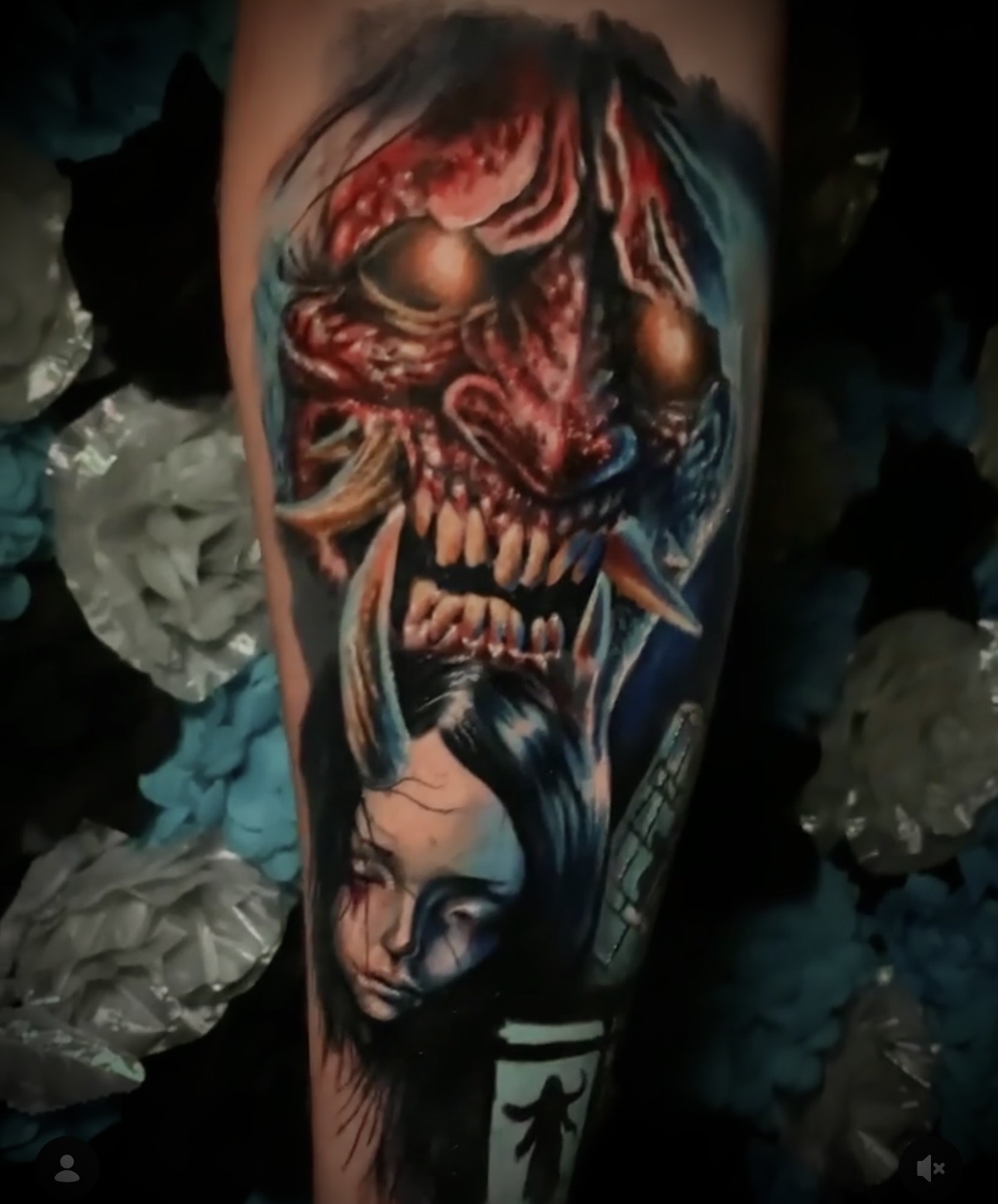 Oni dark fantasy tattoo