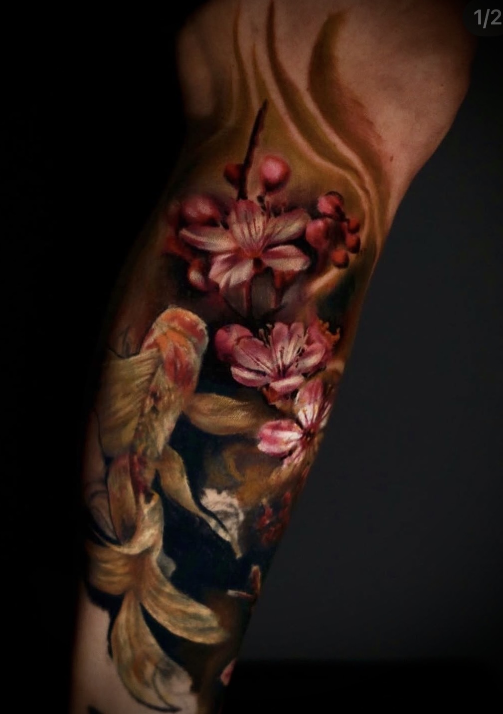 Koi and cherry blossom tattoo