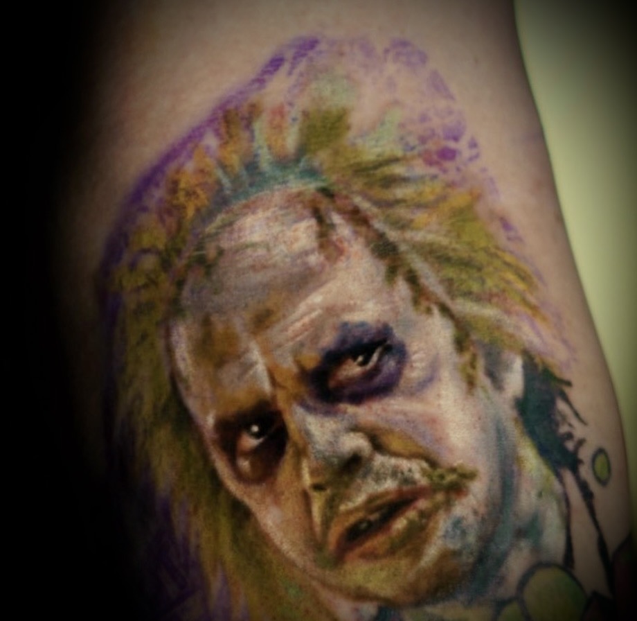 Painterly horror portrait tattoo